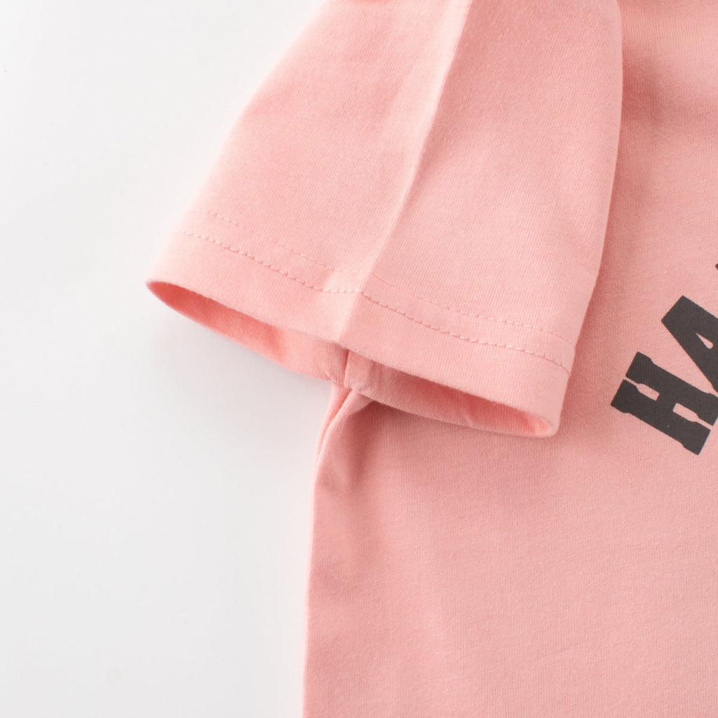 T-shirt Fille Été Imprimé Animaux & Lettres Mode Europe-US