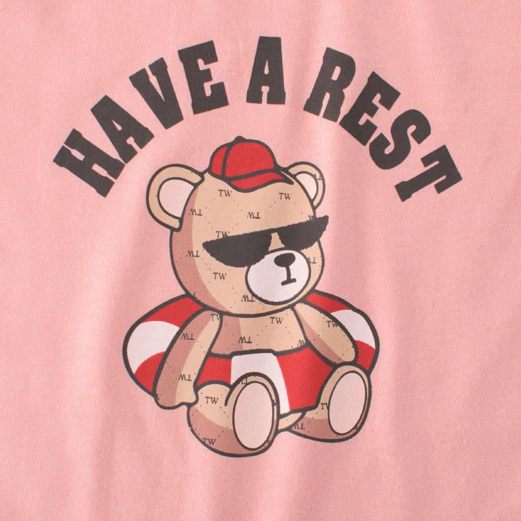 T-shirt Fille Été Imprimé Animaux & Lettres Mode Europe-US