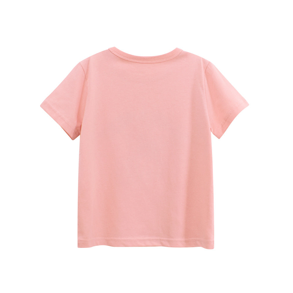 T-shirt Fille Été Imprimé Animaux & Lettres Mode Europe-US