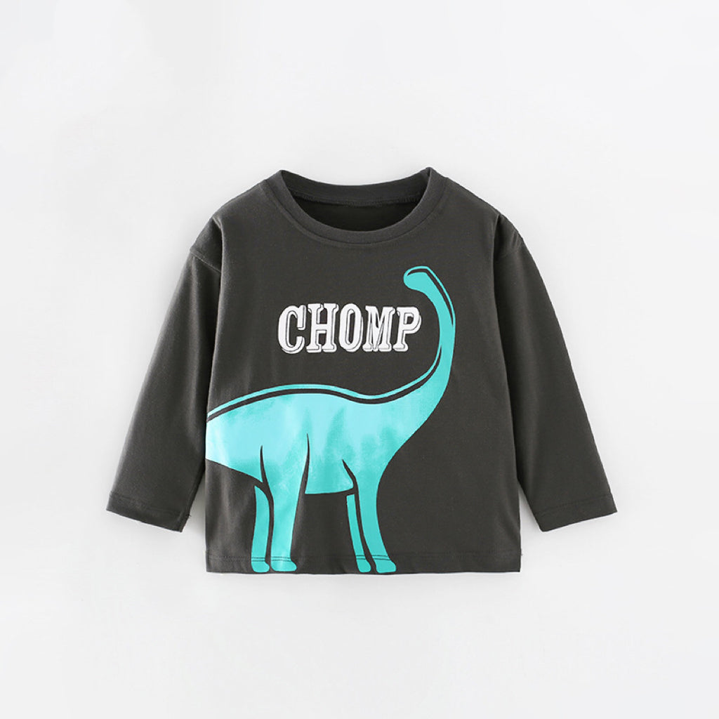 T-shirt dinosaure bébé manches longues en coton doux et